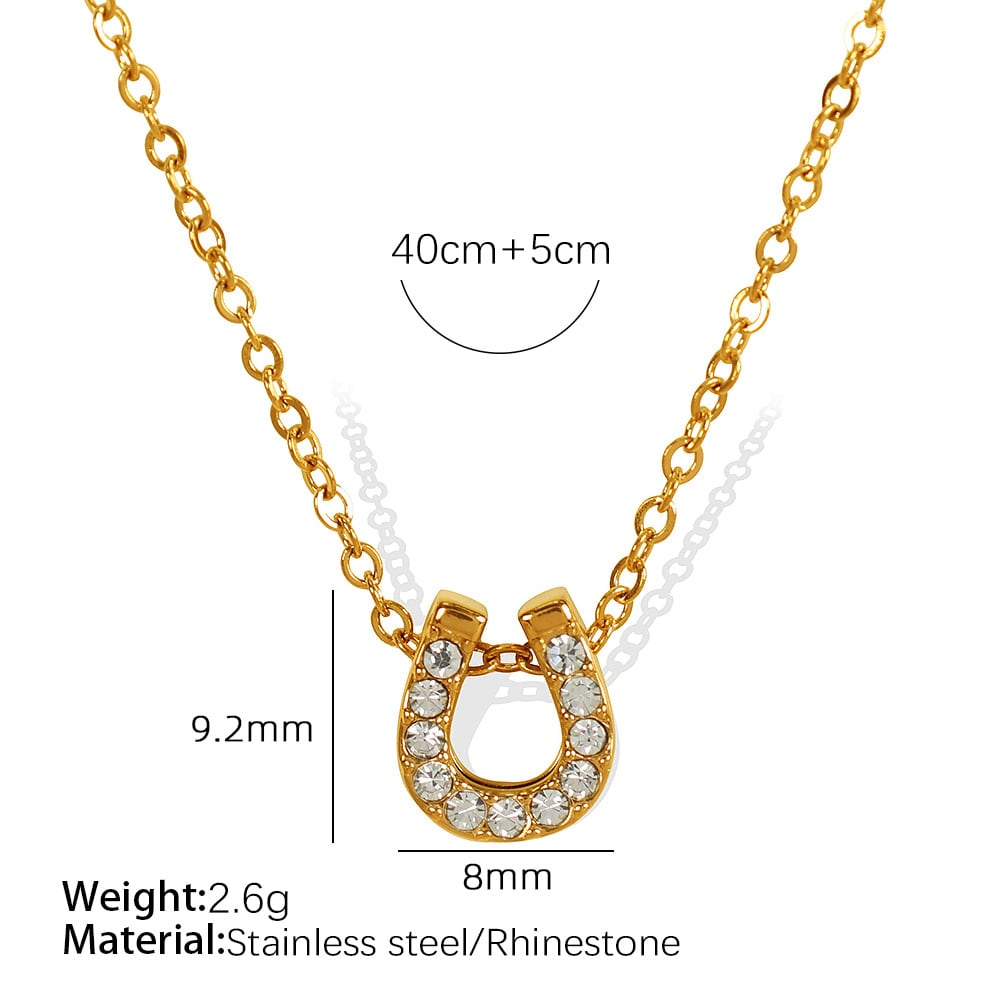 1 pezzo semplice serie semplice geometrico acciaio inossidabile placcato oro 18K strass collane con ciondolo da donna h5 